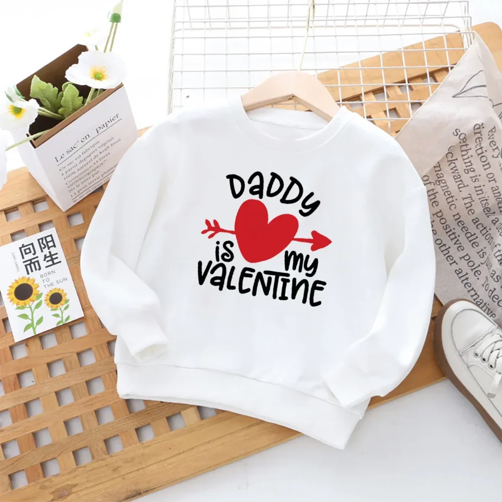 Sudadera con estampado de Hello Valentine para niños y niñas, jersey de manga larga con capucha para el Día de San Valentín, ropa de invierno - imagen 4