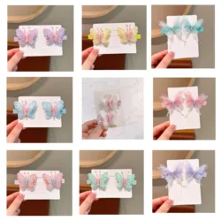 Horquillas mariposa tela bebé – Accesorios cabello con perlas