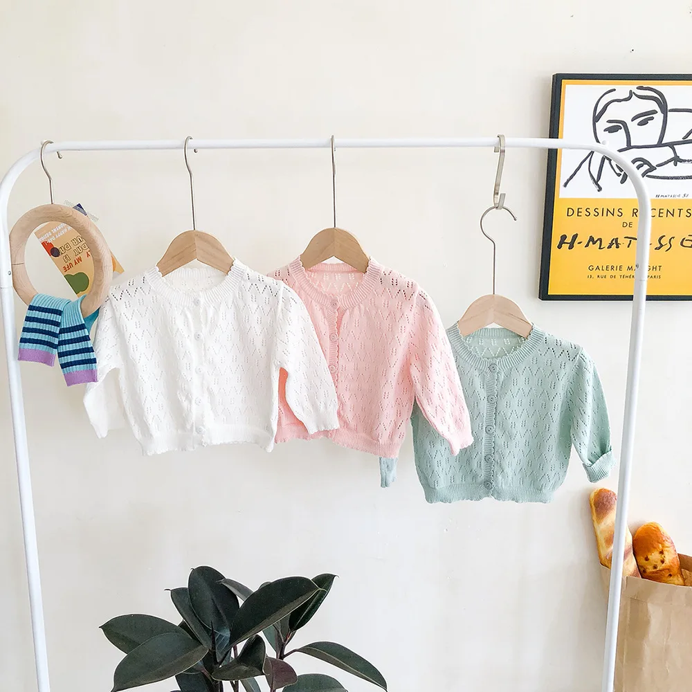 Cárdigan fino de princesa para bebé y niña, camisa de manga larga de aire acondicionado, abrigo de punto, suéter KF676, 0 a 2 años - imagen 2