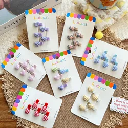 5 unids/set lindo Color caramelo corazón a cuadros niña pinzas para el cabello coreano exquisito niños Mini horquilla pequeña dulce princesa sombreros