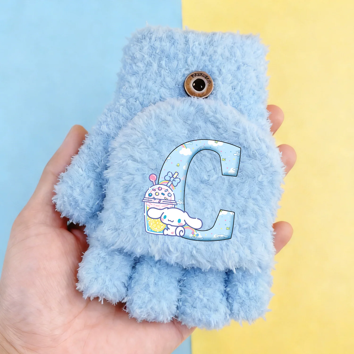 Guantes Cinnamoroll para niños, guantes con tapa de medio dedo con letras azules, Anime Kawaii, manoplas suaves y cálidas para invierno, regalo de Navidad para niños - imagen 3