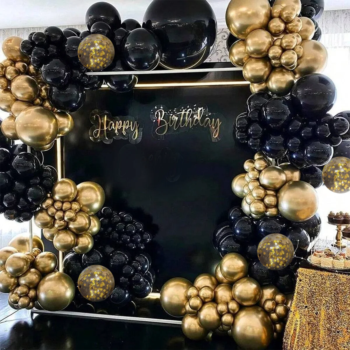 Arco de Globos dorados metálicos, Kit de guirnaldas de Globos dorados y negros, decoración para boda, graduación, Baby Shower, decoración para fiesta de cumpleaños, Globos - imagen 5