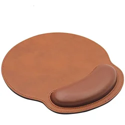 Alfombrilla ratón cuero marrón reposamuñecas ergonómico antideslizante
