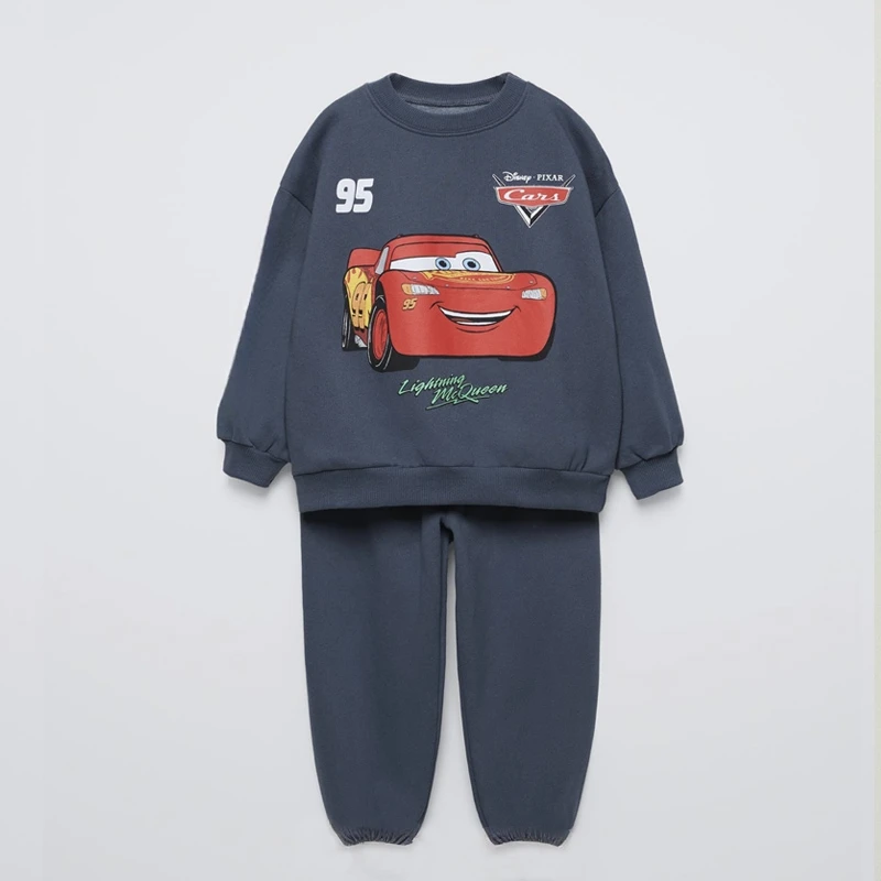 Conjunto de sudadera de manga larga para niños, moda de coche de dibujos animados, primavera 2026, nueva ropa para niños, pantalones con capucha y cuello redondo, chándales de 2 unid/set - imagen 3