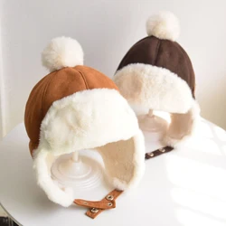 Gorros gruesos de Lei Feng para bebé, gorro con protección para los oídos, bonito, sólido y cálido, gorras Snapback para niño y niña, gorro de pesca para niño de 6M-4Y, invierno