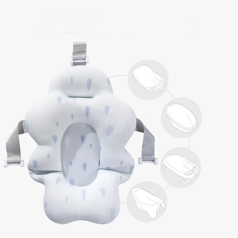 Asiento reclinable de baño para bebé con dibujos animados, hamaca ajustable, soporte para recién nacido, cojín de malla antideslizante para un tiempo de baño seguro - imagen 4
