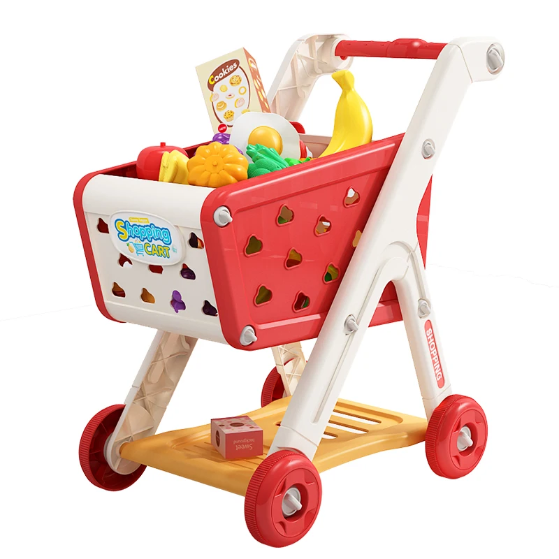 Carrito de compras de juguete para bebé, carrito pequeño para niños, casa de juegos, corte de fruta, música, cocina, supermercado, hombres y niñas - imagen 3