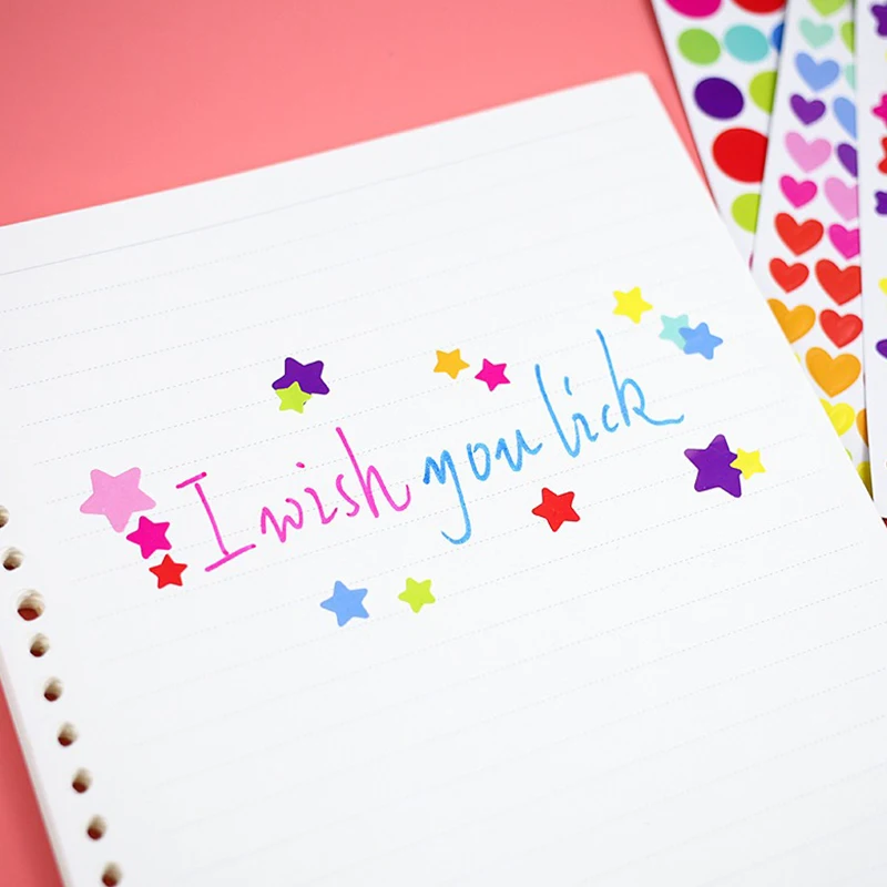 10 Blatt/Packung Scrapbook-dekorative Aufkleber, bunter Stern, Herz, runder Punkt, selbstklebendes Tagebuch, Schreibwaren, handgefertigtes Material ZYF - imagen 4