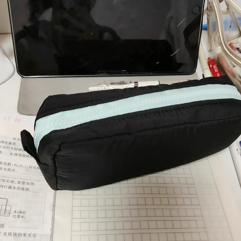 Bolsa de papelería para estudiantes de gran capacidad, bolsa de lápices azul sal, bolsa de lápices de alta estética, organizador de almacenamiento para volver a la escuela - imagen 4