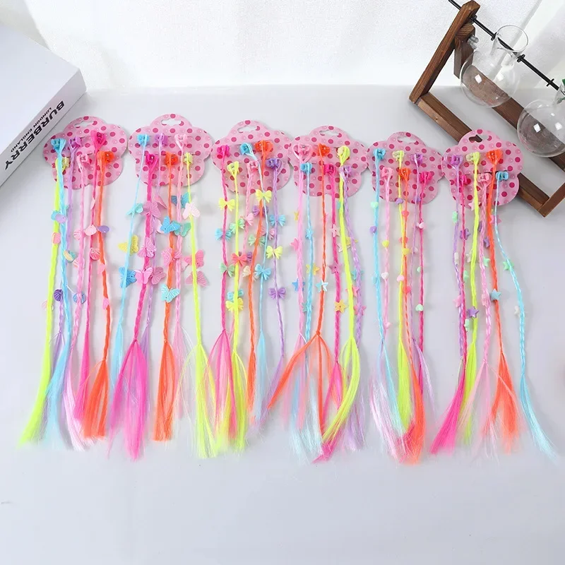 Peluca trenzada con lazo de mariposa para niña, 6 piezas, Color caramelo, pinza para el pelo, estilo princesa, Haid Styling - imagen 3