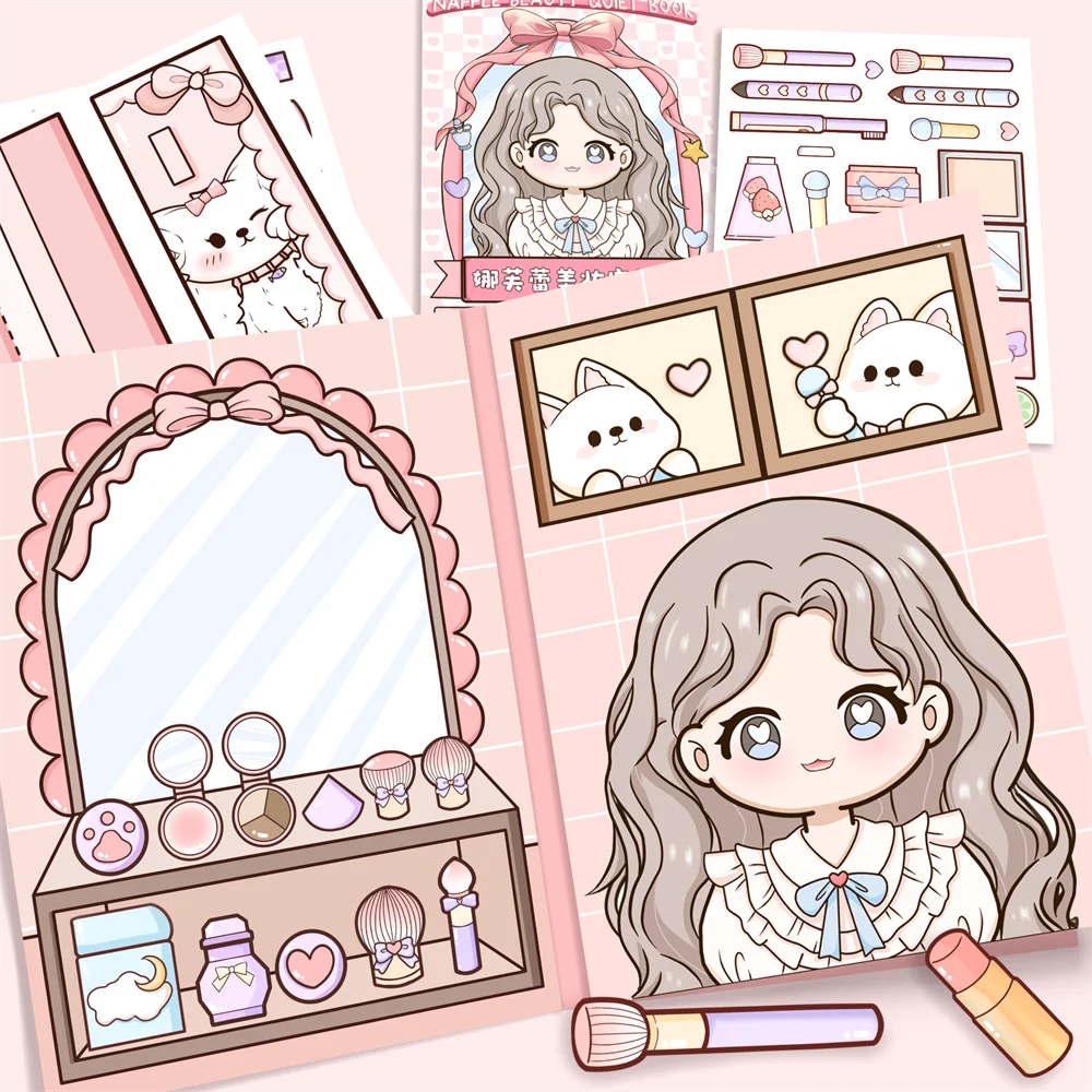 Tirado de corazón femenino bonito para niña, paquete de Material educativo hecho a mano, libro silencioso con reducción de estrés, libro de juguete creativo para estudiantes