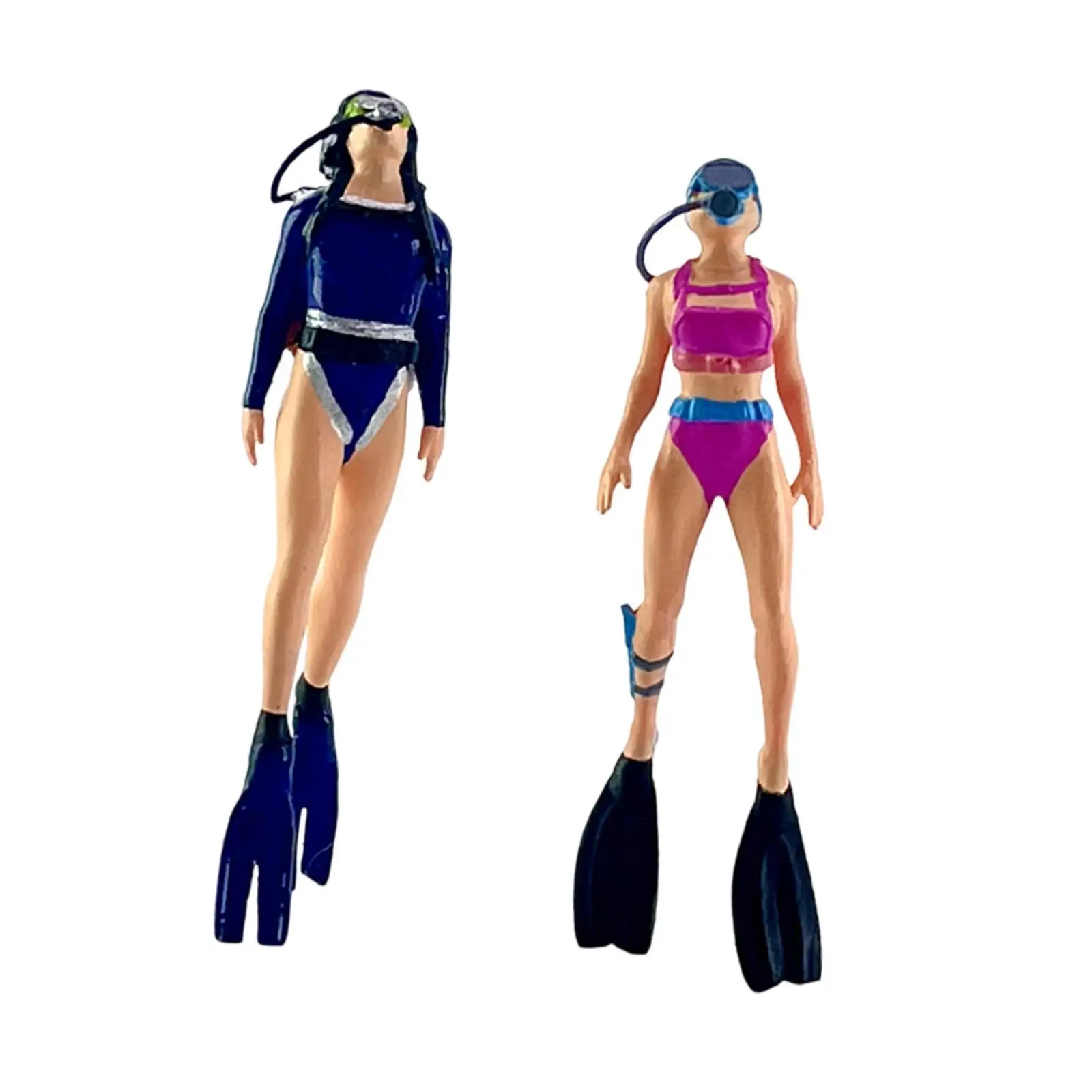 2x 1:64 Mermaid Diving Figures for Micro Landscape Photo Props Countertop