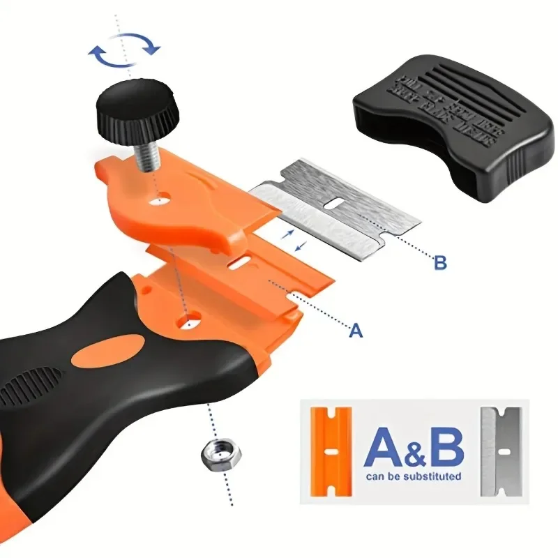 Limpiador de vidrios de ventanas, herramienta removedora de película de vinilo y adhesivo para coche y hogar, raspador de hoja de afeitar de plástico y Metal - imagen 3