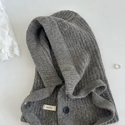 Gorro de punto grueso con cuello para niña – Talla cómoda