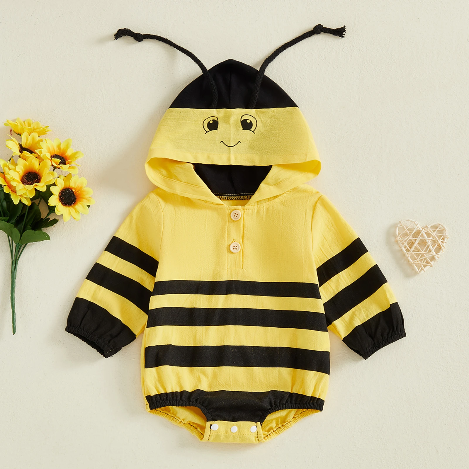 Tregren disfraz de abeja para bebé recién nacido – Pelele con capucha - imagen 2