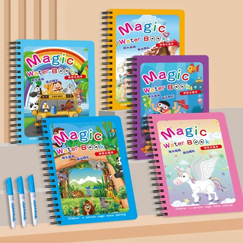 Libro mágico de dibujo al agua para niños, libro para colorear reutilizable, aprendizaje educativo temprano, pintura, juguetes de dibujo para niños - imagen 2