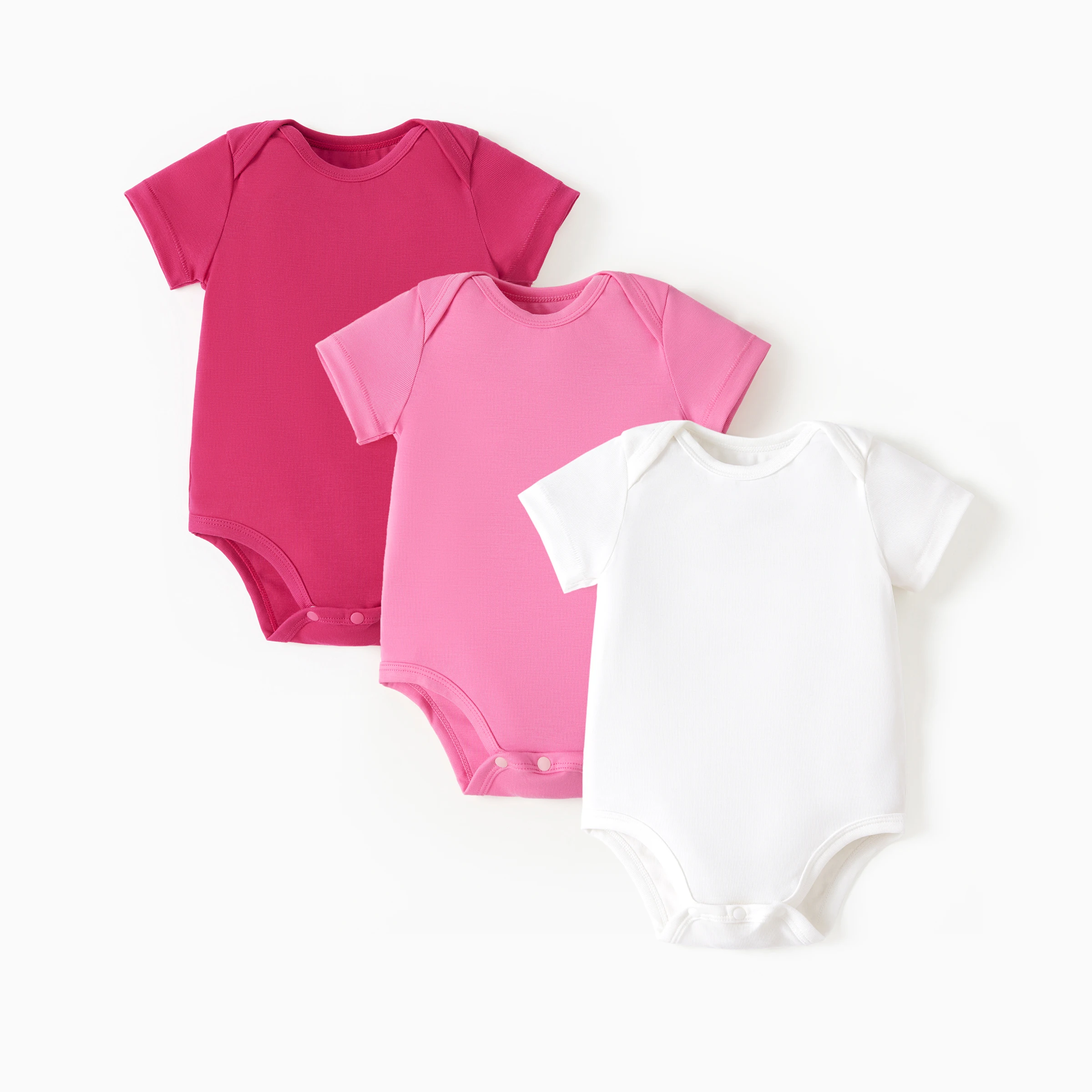 PatPat Mameluco de color sólido Lyocell para bebé/niña, paquete de 3