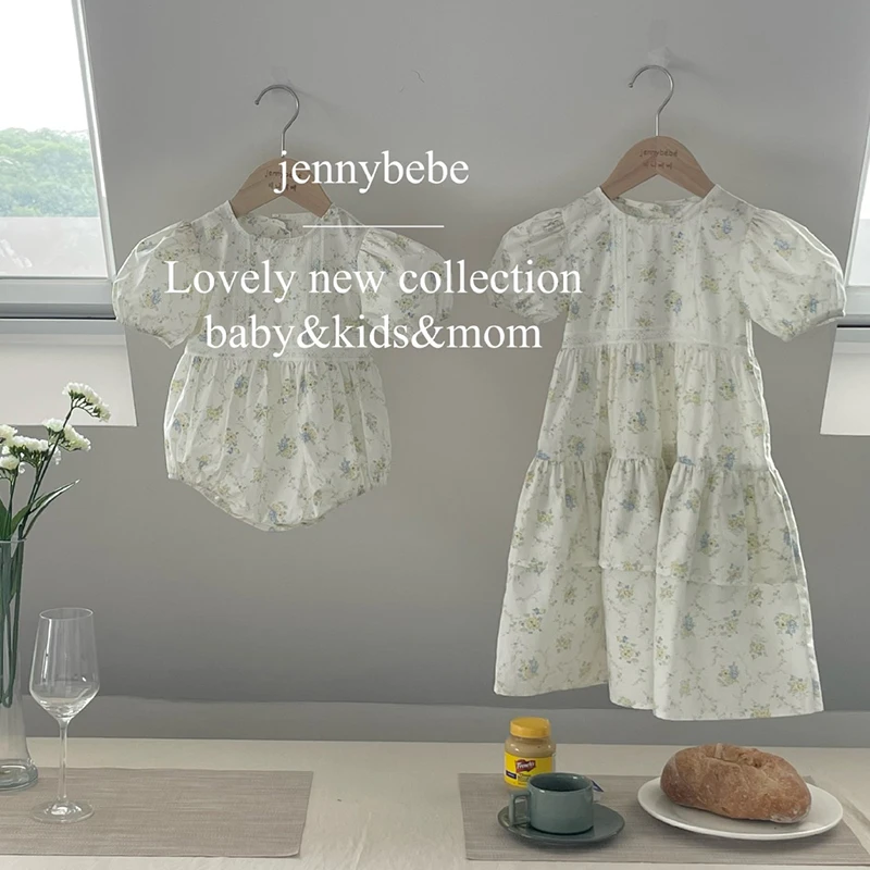 Vestido de encaje floral para niña con volantes y manga corta
