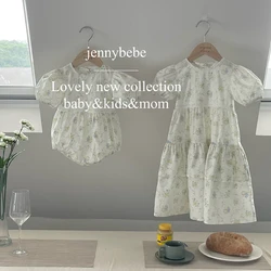 Vestido de encaje floral para niña con volantes y manga corta