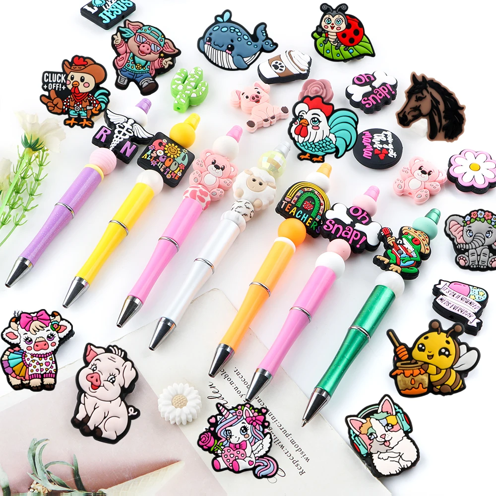 Kovict 5 ~ 20 piezas nuevos animales de dibujos animados cuentas focales de silicona para fabricación de joyería DIY collar pulsera pluma llavero Accesorios - imagen 2