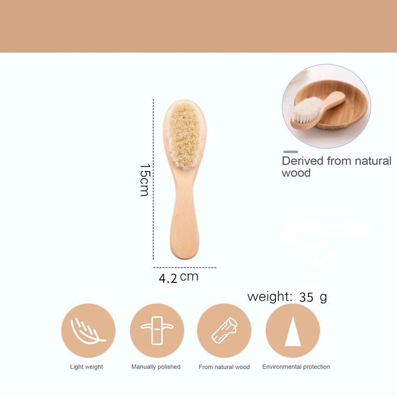WizInfant cepillo de madera para bebé – Lana natural pura masajeador - imagen 4