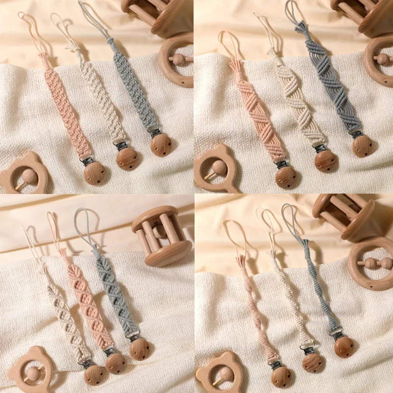 Sujetachupetes de madera de haya con estilo vintage artesanal