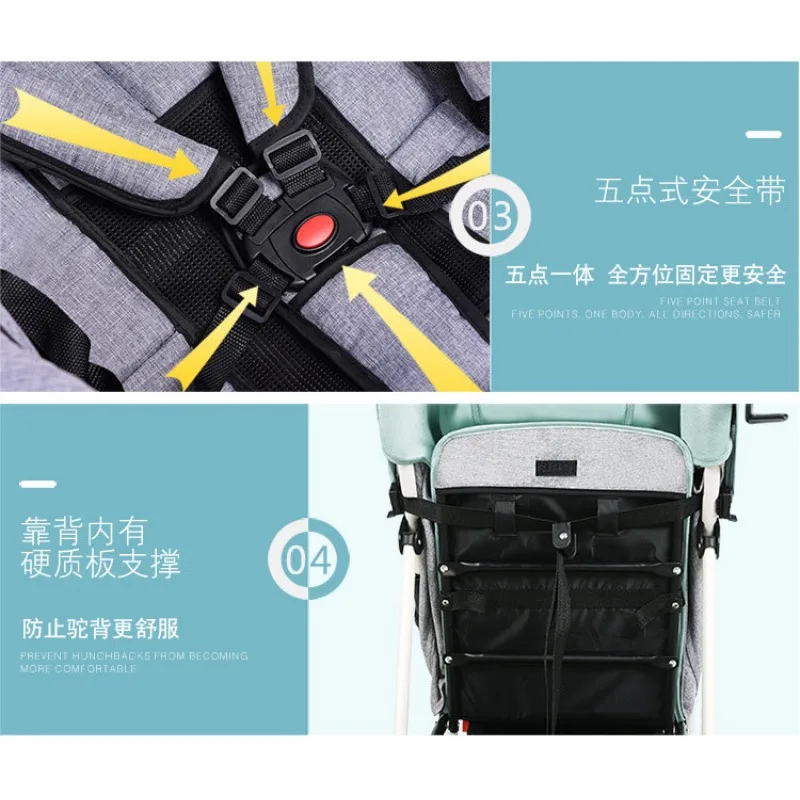 Los carritos para bebés pueden ser portátiles para viajes al aire libre, se pueden tumbarse, los carritos para bebés plegables se pueden sentarse y tumbarse. - imagen 5