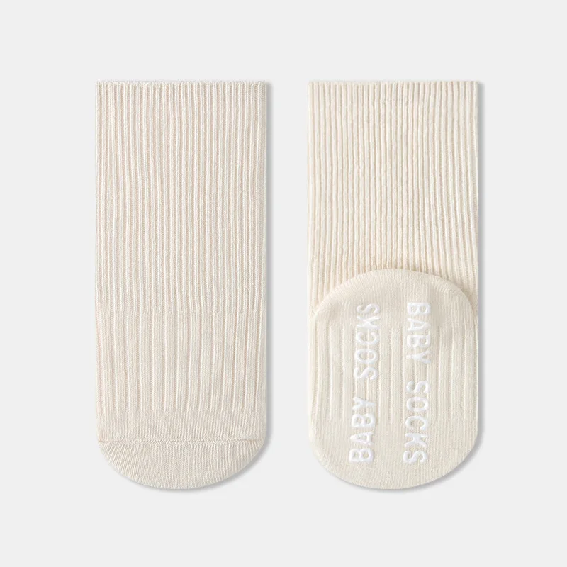 Calcetines a rayas para bebé, calcetines informales de algodón de Color sólido a media pantorrilla de estilo coreano, calcetines antideslizantes con puntos, calcetines suaves transpirables para otoño - imagen 5
