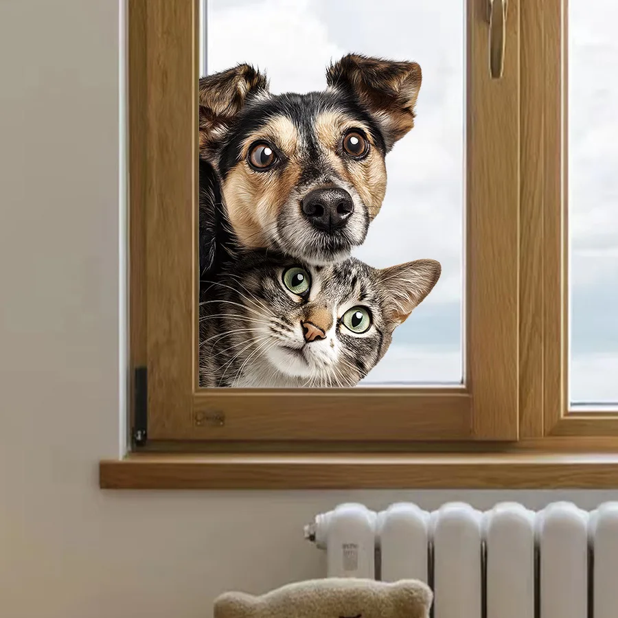 Gato, perro, animal, pegatinas electrostáticas para ventanas, pegatinas para ventanas de decoración de ventanas de vidrio para el hogar - imagen 4
