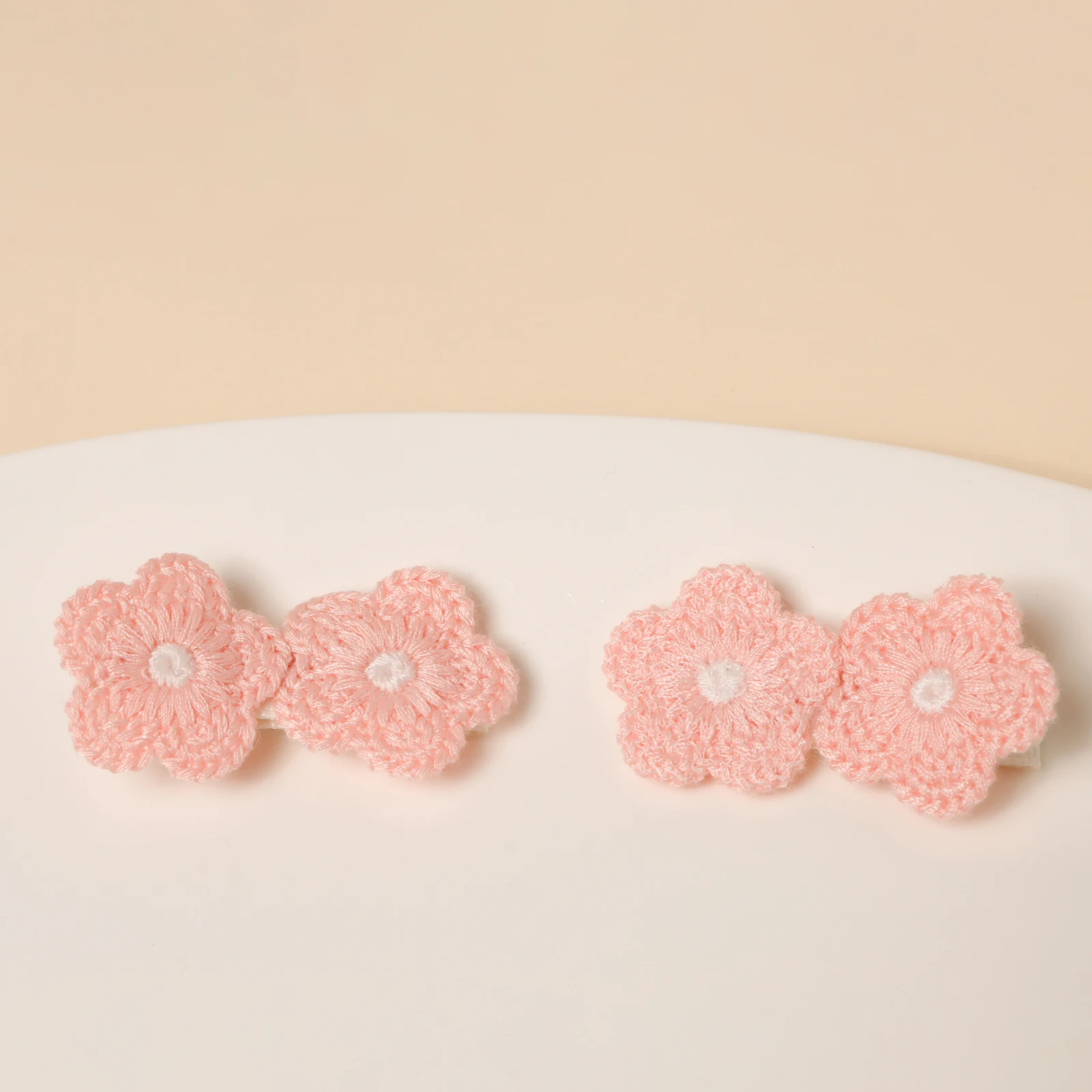 Pinzas para el pelo niñas con cola caballo y flores bordadas - imagen 3