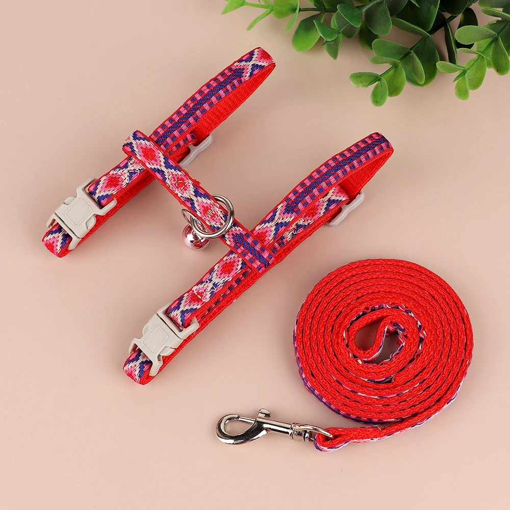 Arnés de nailon para gato, chaleco con correa para gatito y cachorro, ajustable, para perros pequeños y medianos, con accesorios de campana, conjunto de correa - imagen 5