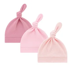 Gorro bebé algodón liso con anudito para recién nacidos