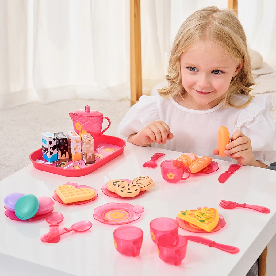Juguetes para niñas DIY, juguete para juego de imitación, juego de pastel de comida de té de simulación, casa de juego, cocina, juego de té de la tarde, juguetes, regalos para niños