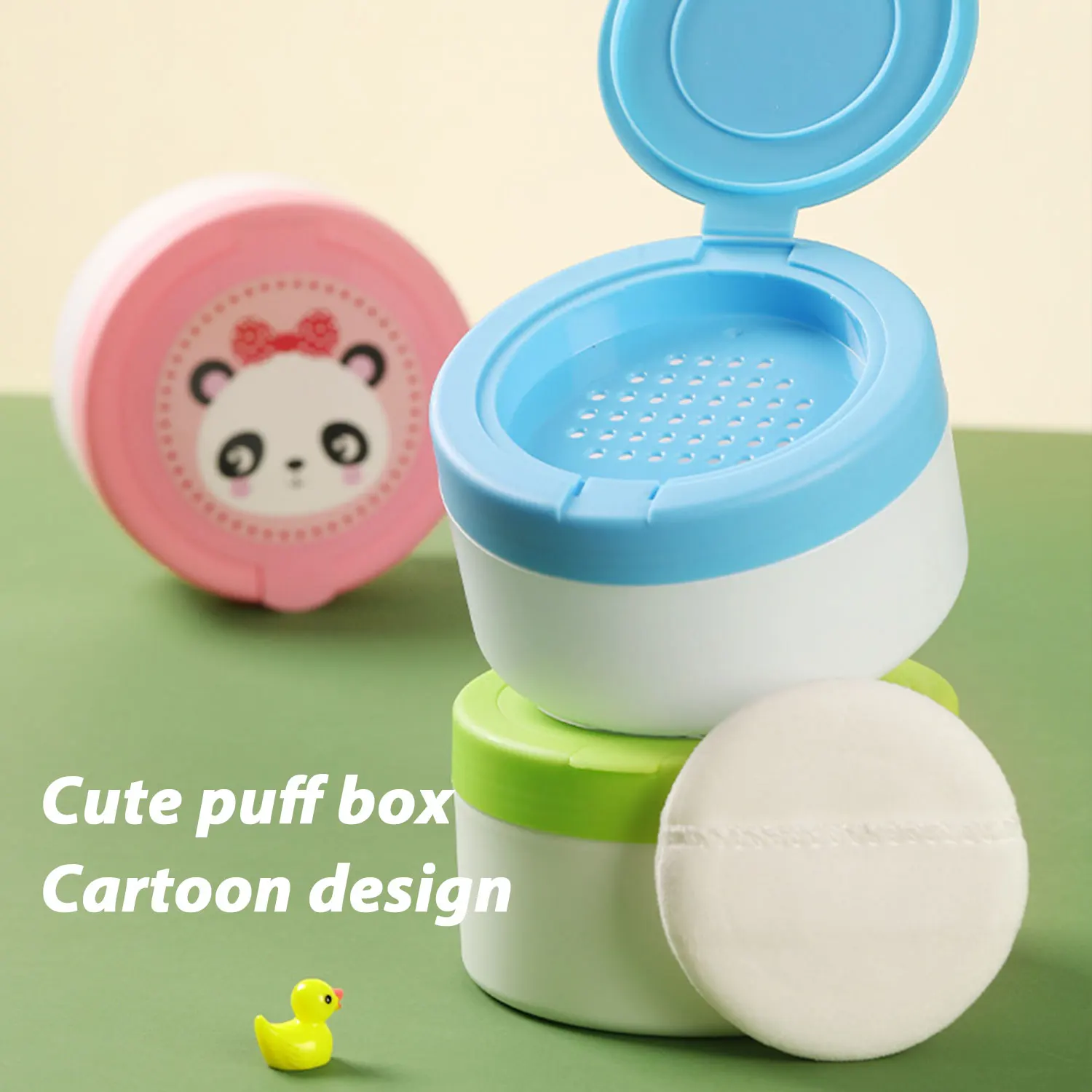 Caja de polvo para bebé, caja de polvo portátil para calor espinoso, caja de polvo para eliminar el calor espinoso con juego de esponjoso para polvos