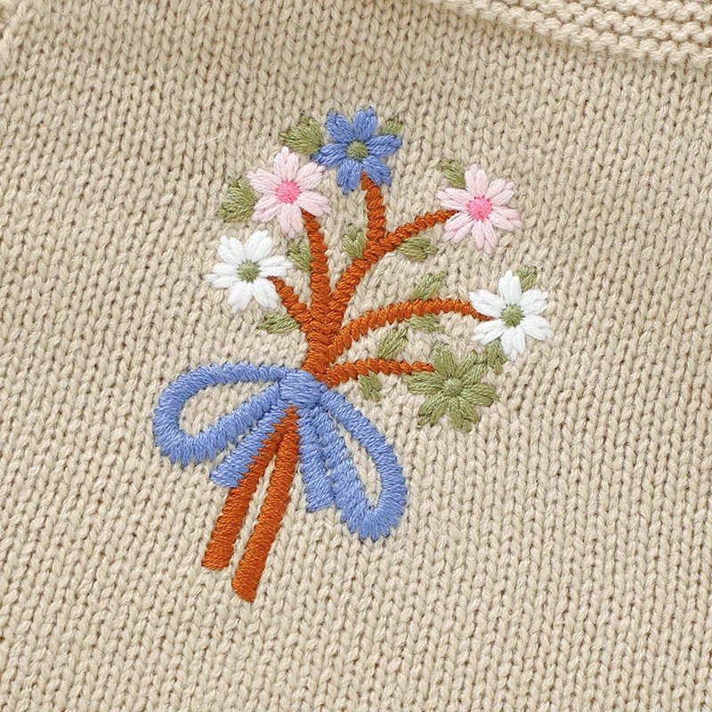 Body bordado floral de algodón para bebé recién nacido - imagen 2