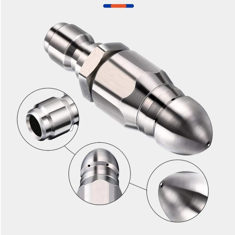 Limpiador de alcantarillado de alta presión de conexión rápida de 1/4 "de acero inoxidable, boquilla de cabezal de Pagoda y ratón, 1 accesorio para lavadora de coche delantera + 6 trasera - imagen 4