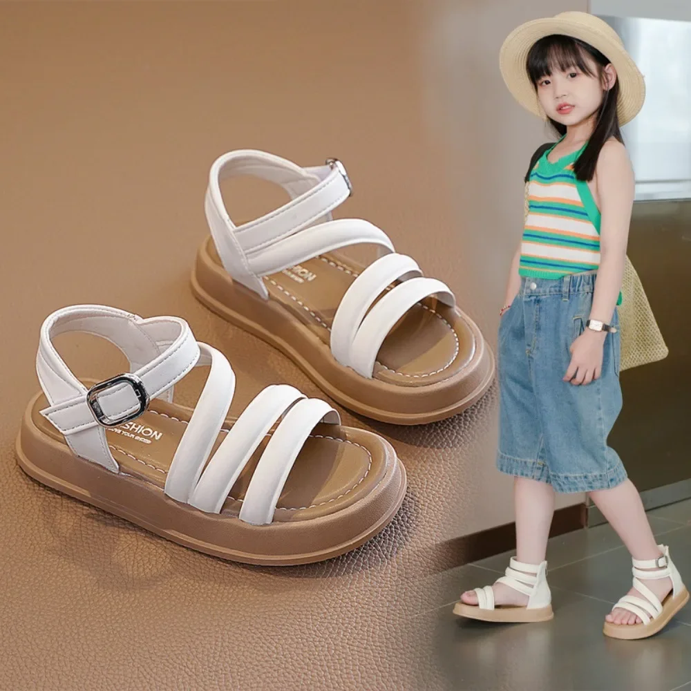 Sandalias para niñas, sandalias informales de verano para niños, zapatos planos para niñas, zapatos de playa antideslizantes informales a la moda para niños, sandalias de mujer - imagen 2