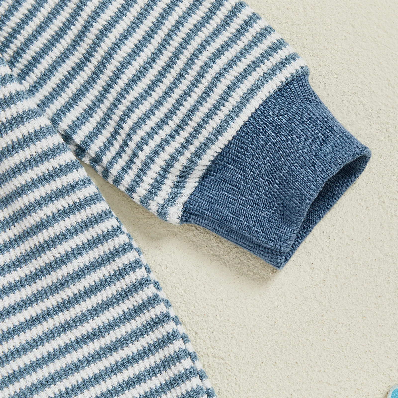 VISgogo-sudaderas para bebés, peleles con letras de Golf bordadas a rayas, ropa de otoño de manga larga con gofres, monos - imagen 5