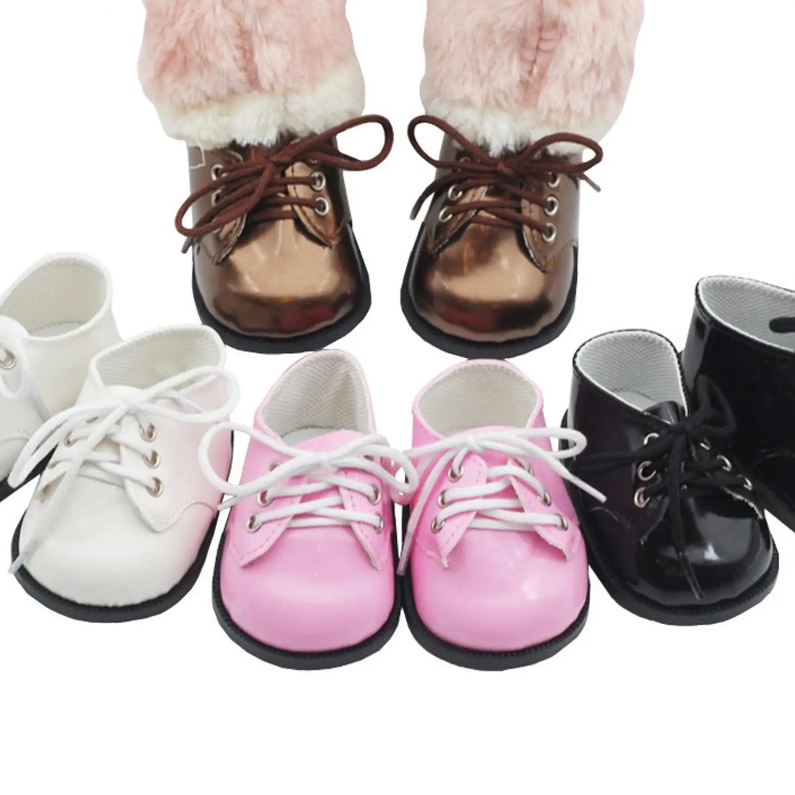 Plush Doll PU Leather Shoes Make Your Own Dolls, Costumes Hands on Clothing, Flats Shoes Casual Shoes for 14.96'' Doll
