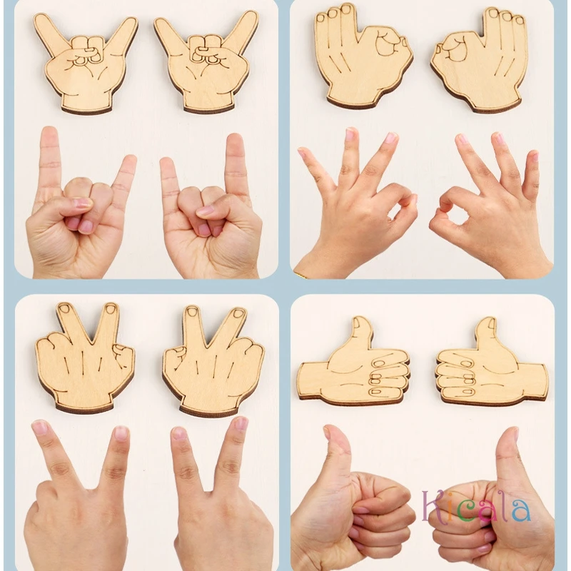 Rompecabezas educativo Montessori de gestos a juego, juguete de enseñanza, bloques de escritorio para niños, rompecabezas a juego, juguetes de aprendizaje para niños, regalos - imagen 4