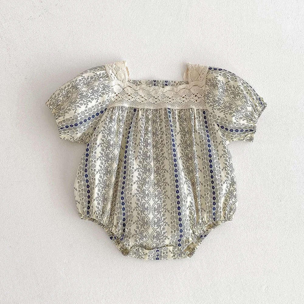 Mono encaje floral vintage para bebé niña verano - imagen 4