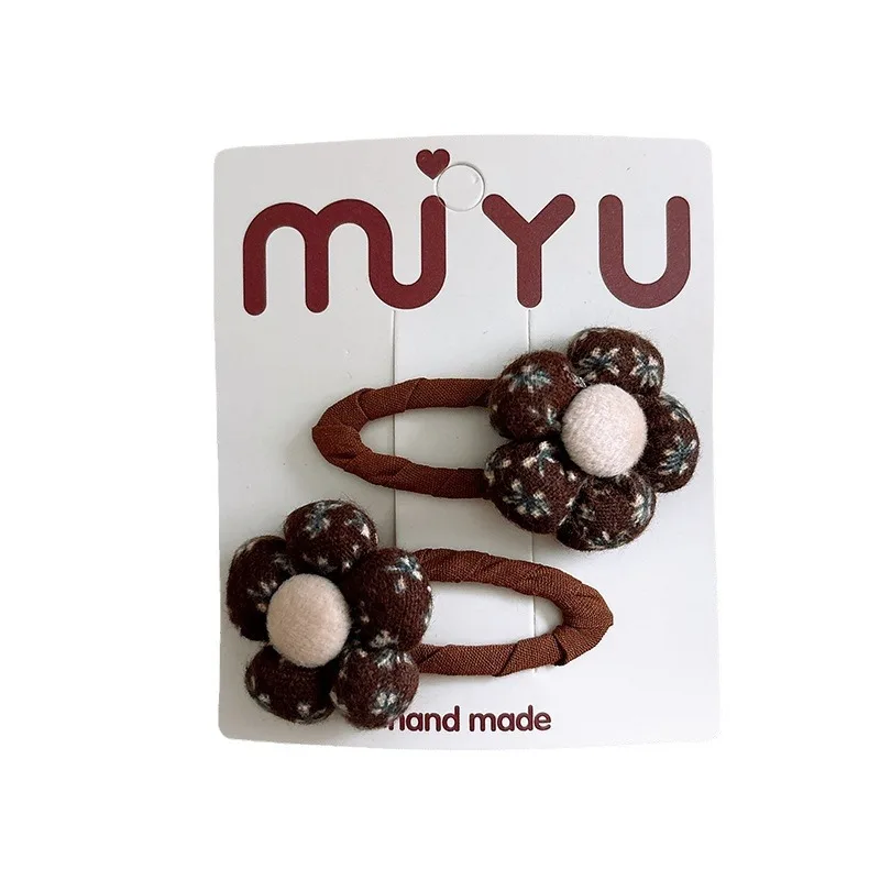 Nuevo estilo coreano dulce leche Color café Otoño Invierno tela mariposa Clip de pelo niñas dulce flequillo BB Clip flequillo horquillas laterales - imagen 5