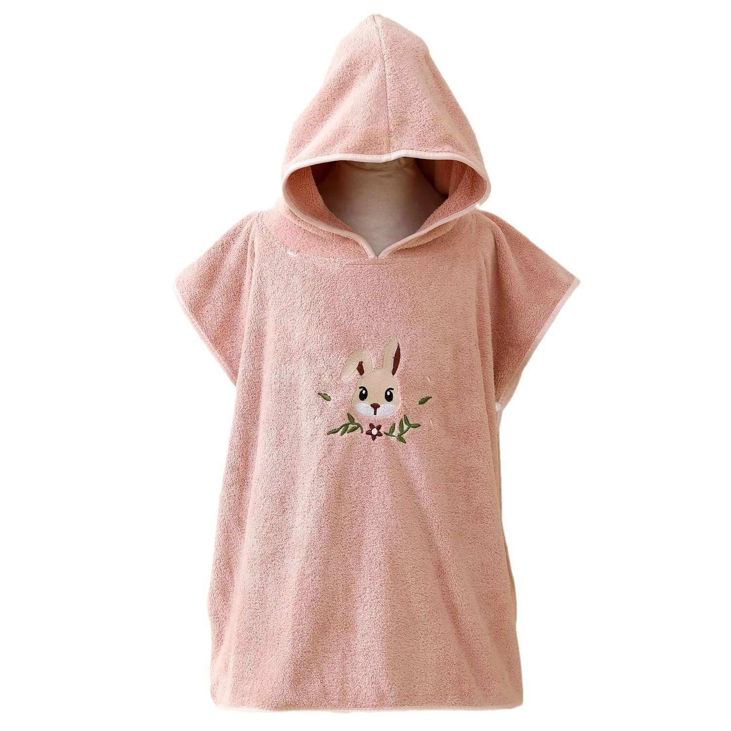 Toalla con capucha para bebé – Albornoz suave color coral - imagen 3
