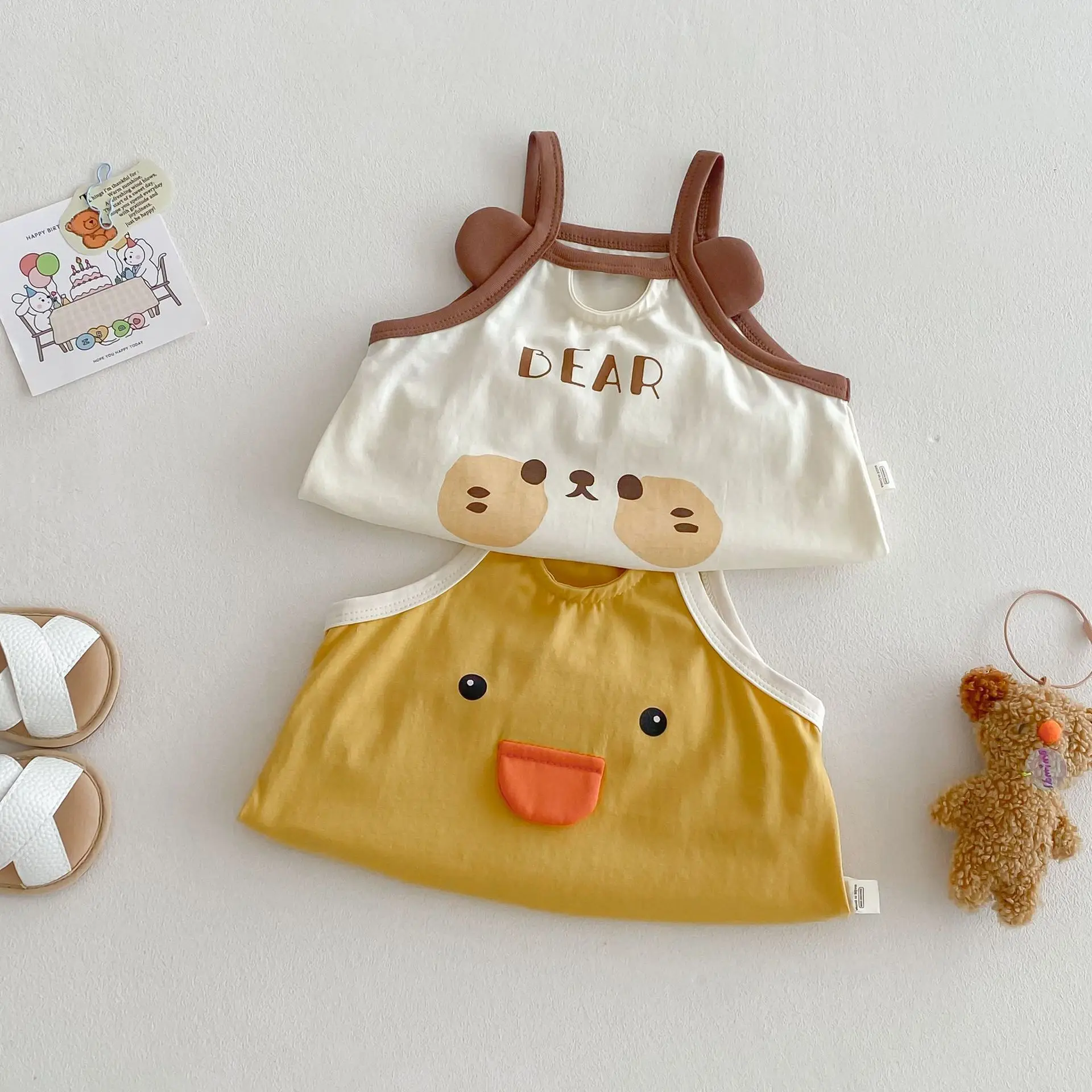 Ropa de verano para bebés, camisola de pato de una pieza, monos de dibujos animados para niñas, ropa para niñas pequeñas, traje para bebés - imagen 4