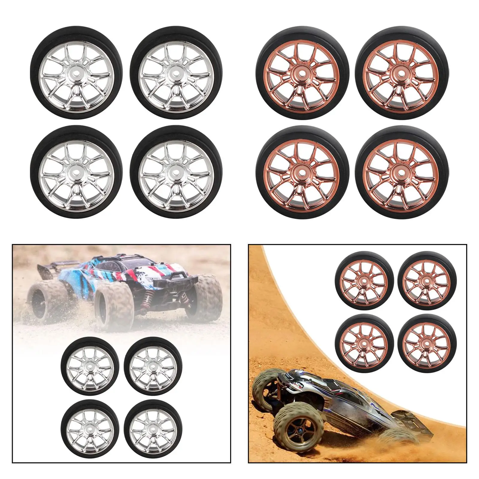 4 Pack RC Car Drift Wheel And Tire Set for 1/18 Scale Vehicles