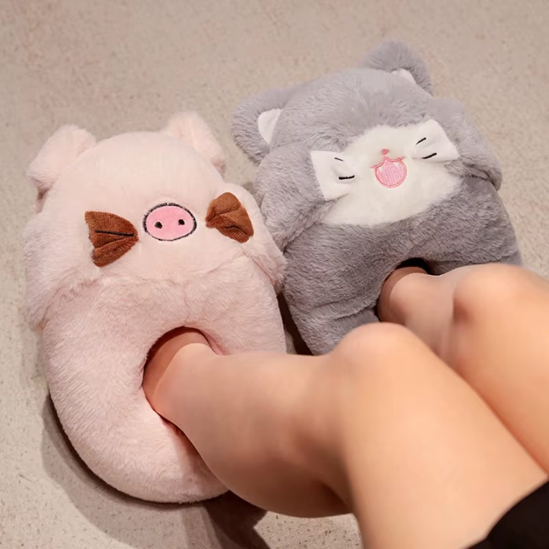 Pantuflas infantiles suaves con dibujos de animales