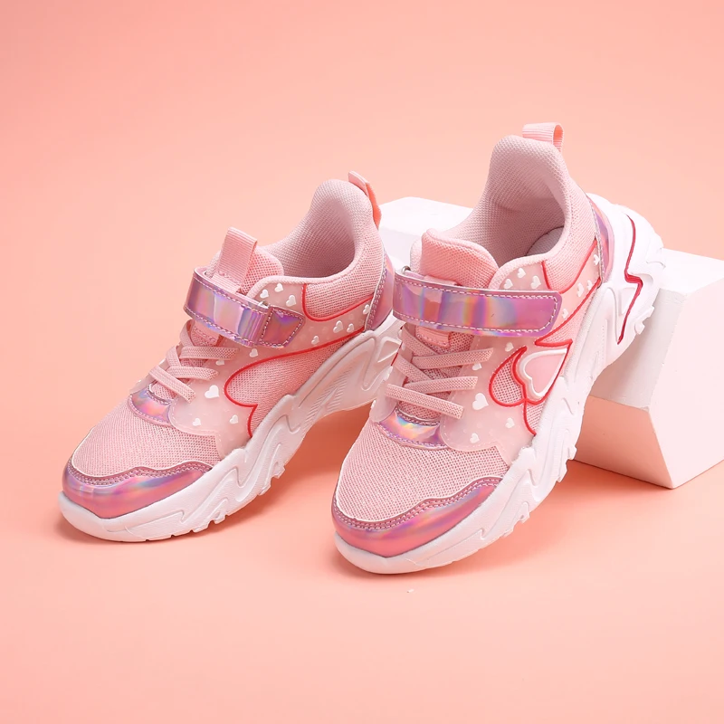 Primavera otoño niños zapatillas de deporte PU niñas elegante malla Casual ligero niños antideslizante calzado deportivo moda transpirable zapatos para correr - imagen 4