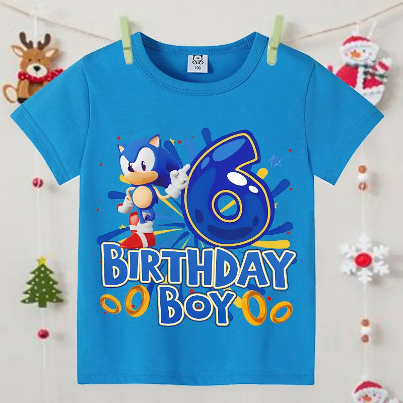 Camiseta infantil Sonic manga corta con estampado de números