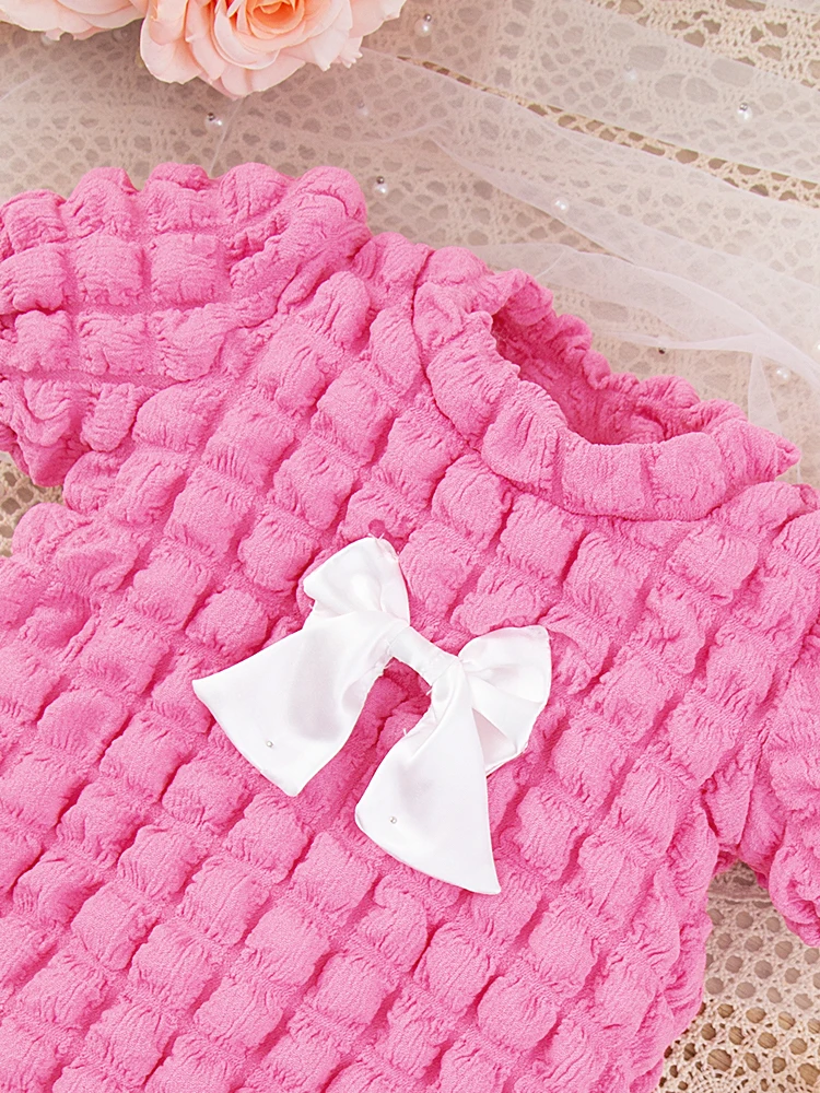 Vestido de princesa para niña con falda y mangas burbuja – Verano - imagen 3