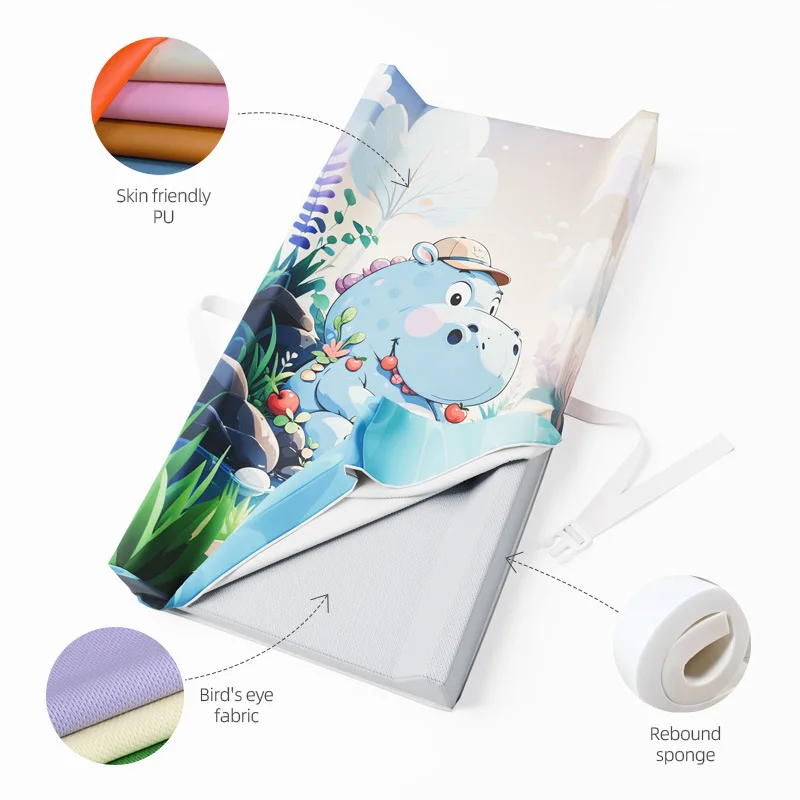 PU portátil para bebés de 0 a 1 año, alfombrilla para cambiador de pañales de 80x40x10cm, almohadilla de lactancia, barrera de orina, almohadilla para cambiador - imagen 3